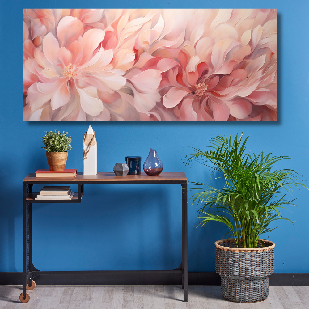Canvas | Flores Rosas | Decoración Interior | Impresion Digital | Arte | Bastidor de Madera | Listo para Colgar | Varias Medidas | Minimalista Moderno | Para Sala, Oficina, Hogar