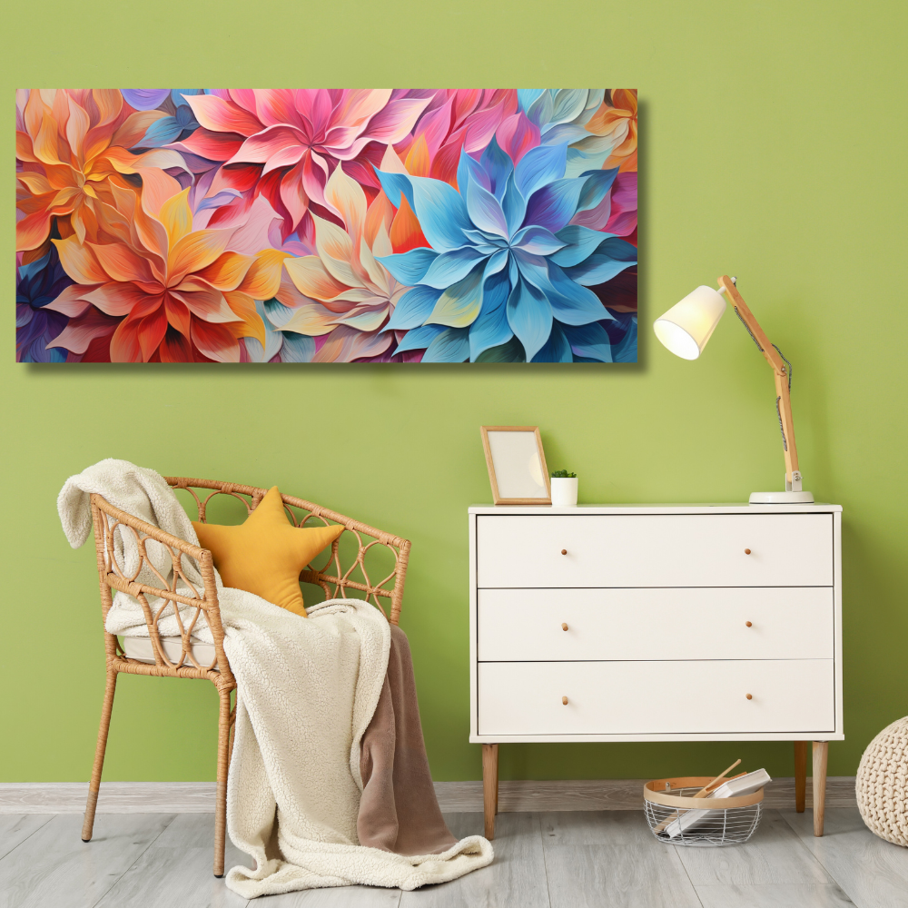 Canvas | Flores Coloridas | Decoración Interior | Impresion Digital | Tensado | Bastidor de Madera | Listo para Colgar | Varias Medidas | Minimalista Moderno | Ideal para Regalo | Para Sala