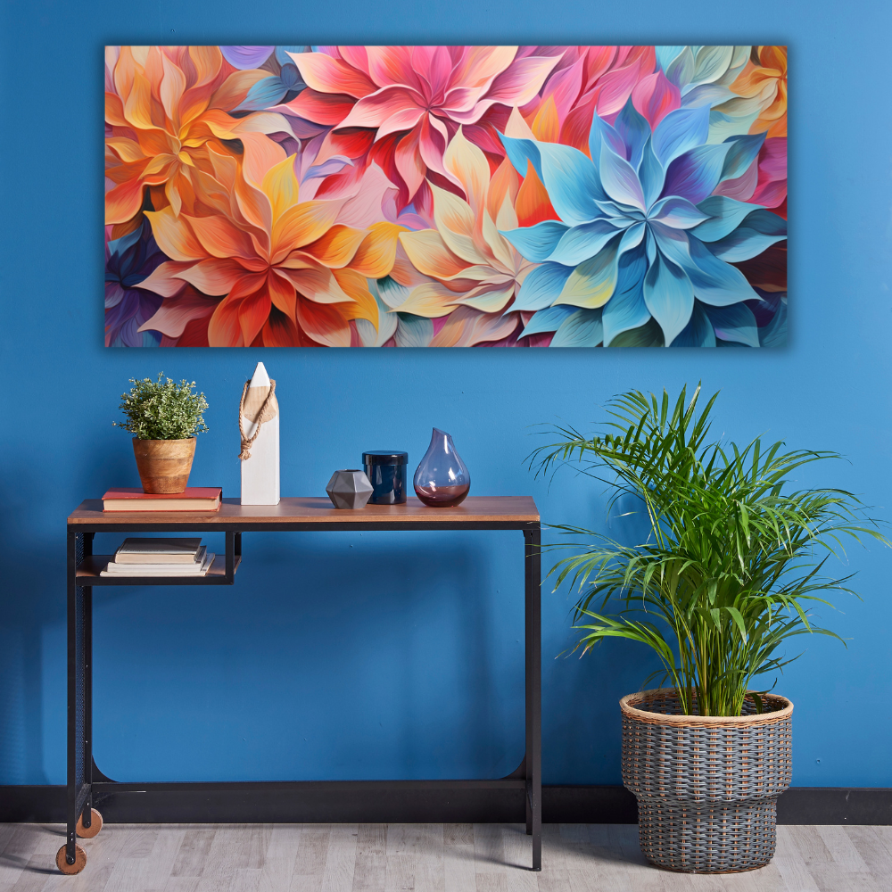 Canvas | Flores Coloridas | Decoración Interior | Impresion Digital | Tensado | Bastidor de Madera | Listo para Colgar | Varias Medidas | Minimalista Moderno | Ideal para Regalo | Para Sala
