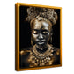 Canvas | Africana | Mujer | Retrato | Decoración | Impresion Digital | Arte | Color | Listo para Colgar | Varias Medidas | Minimalista Hogareño | Retrato Femenino | Tonos Dorados | Diseño Perfecto
