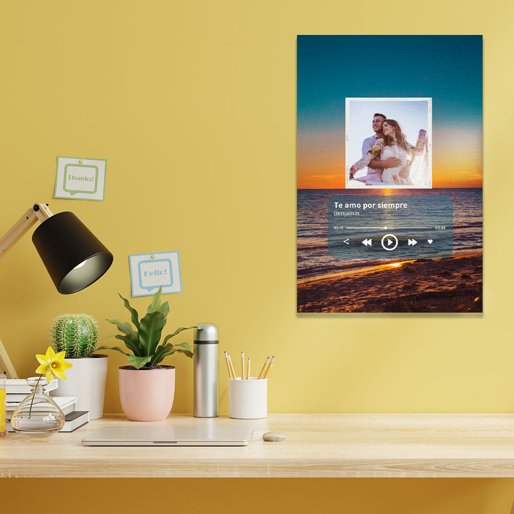 Canvas Personalizables | Código Spotify - Fotografía con playa de fondo.