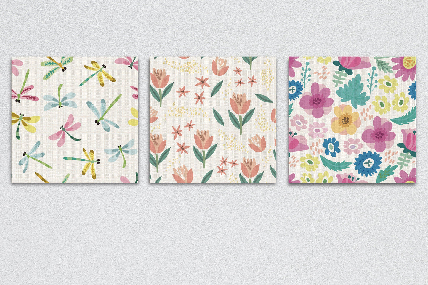 Set de 3 Canvas Flores y Libélulas - Maxigráfica Shop