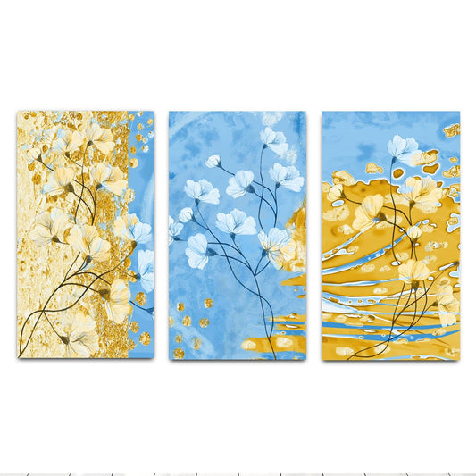 Canvas Compuesto Flores Azul - Amarillo - Maxigráfica Shop