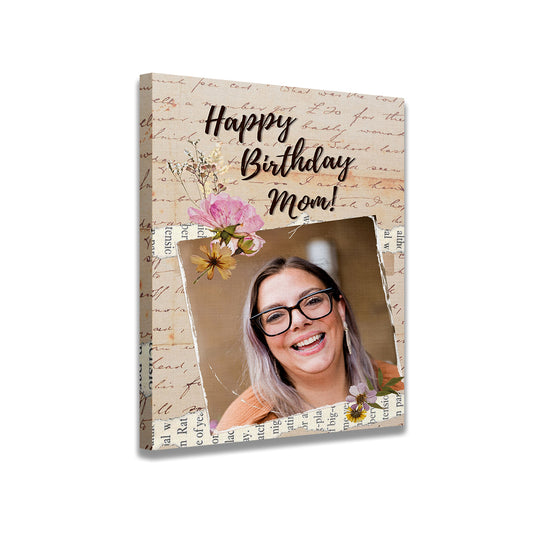 Canvas/Cuadro Decorativo | Diseño Personalizable: Happy Birthday Mom! | Para 1 Fotografía.