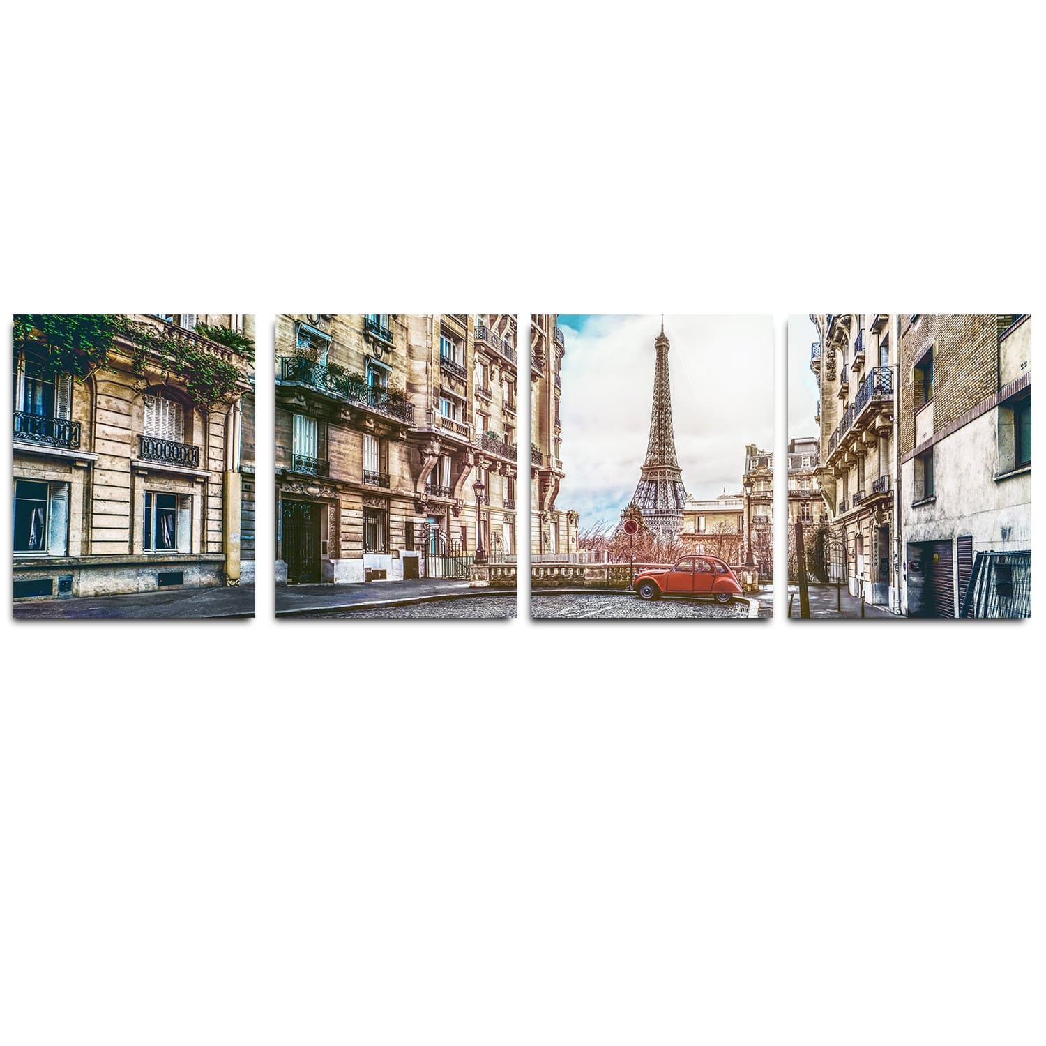 Cuadro Canvas Set 4 Canvas Calles de París Torre Eiffel - Maxigráfica Shop