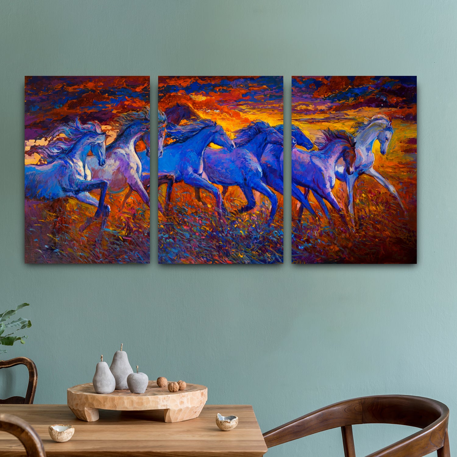 Set cuadro decorativo caballos galope - Maxigráfica Shop