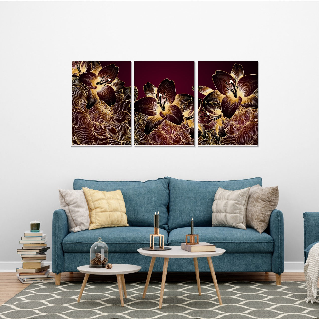 Set Cuadros decorativos para sala Flor de fuego - Maxigráfica Shop