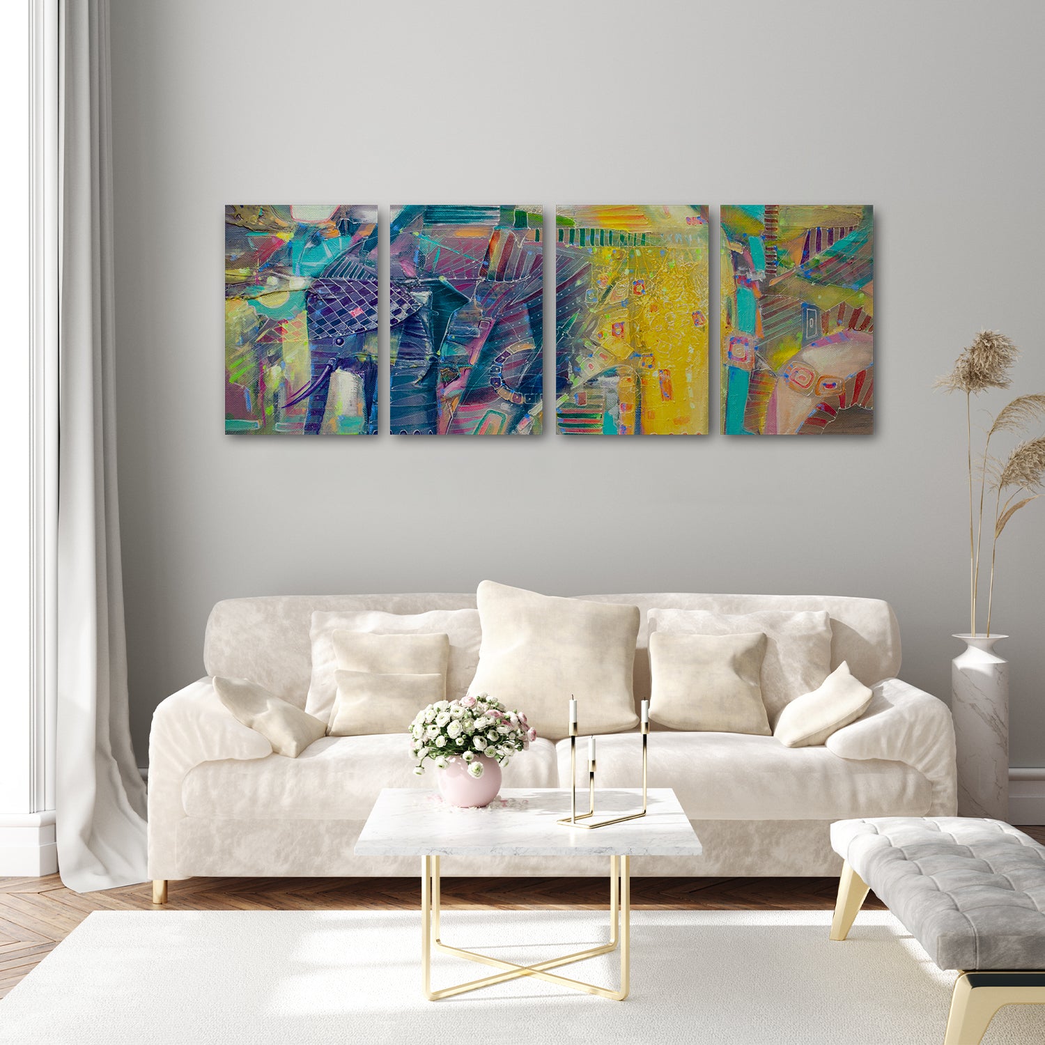 Set Canvas Elefante Abstracto Natural - Maxigráfica Shop