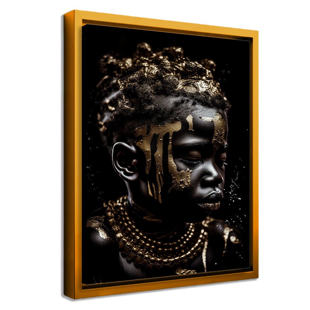 Canvas | Africano | Niño | Retrato | Tonos Dorados | Decoración | Impresion Digital | Arte | Listo para Colgar | Varias Medidas | Minimalista Hogareño | Retrato Infantil | Diseño Perfecto | Familia