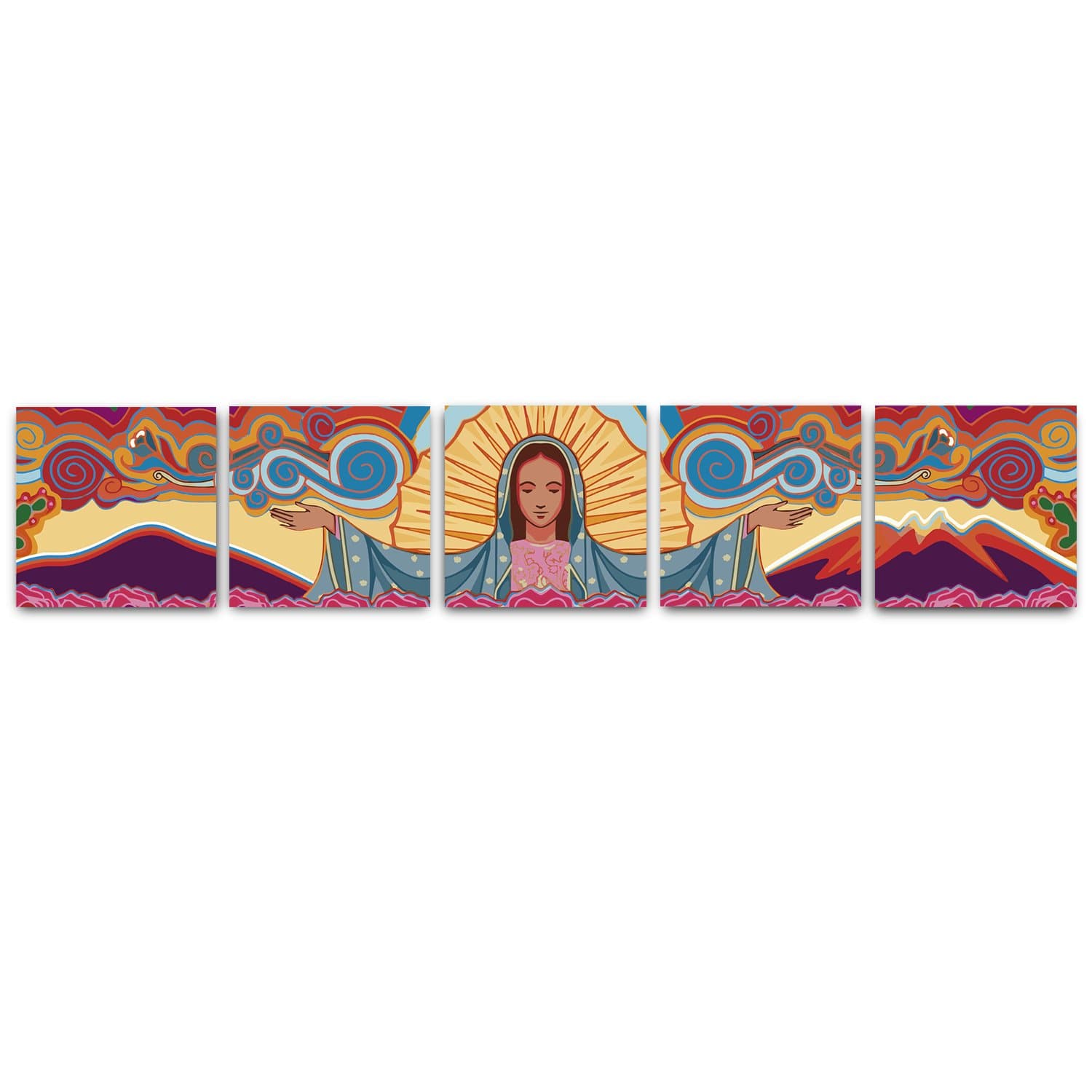Set 5 Cuadros Canvas Virgen de Guadalupe - Maxigráfica Shop